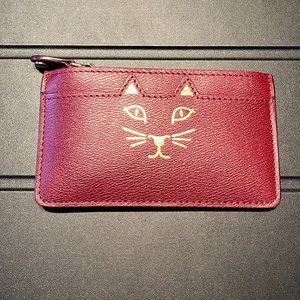 Charlotte Olympia Burgundy Calfskin Feline Coin Purse